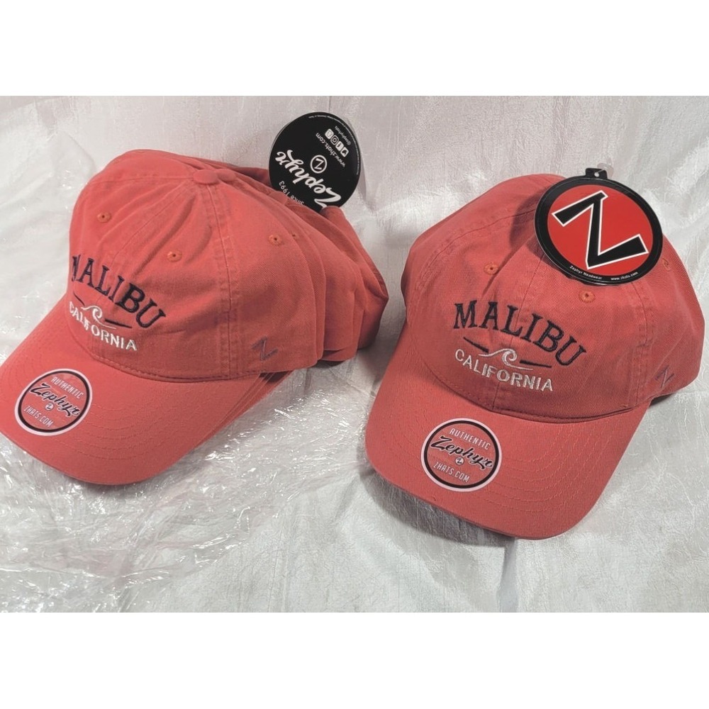 LOT: 6 Zephyr Embroidered Malibu California Adjustable Strapback Hats -‎ Red